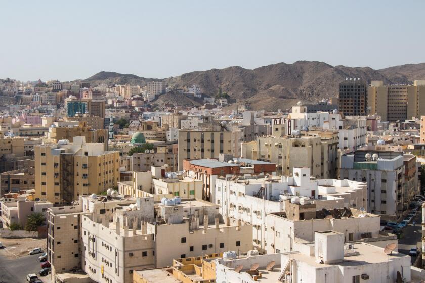 Typical arabic architecture in Mecca city. Outskirts of Mecca city. Poverty and social issue in Saudi Arabia.