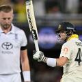 5th December 2025, The Gabba, Brisbane, Queensland, Australia; Ashes International Test Cricket, Day Two, Australia versus England; Steve Smith of Australia celebrates scoring a half century
