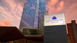 The new European Central Bank headquarters building, opened in 2014, in Ostend area of Frankfurt, Germany.