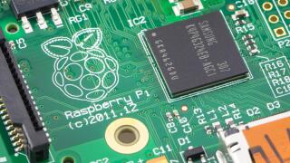 Close-up of a Raspberry Pi Model-B
