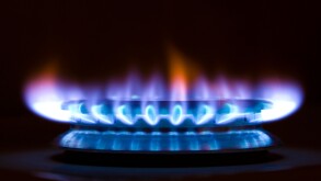 gas flames on a cooker ring. Image shot 2008. Exact date unknown.