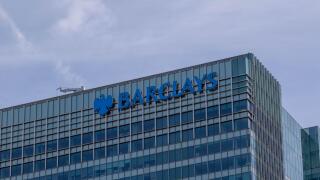 London, United Kingdom, May 28th 20203:- A view of the Barclays bank building in Canary Wharf