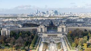 Stunning aerial view showcasing Paris with La Dfense skyscrapers in the background. Paris, France - October 24, 2024