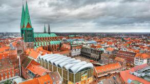 Aerial view of Lubeck, Schleswig-Holstein, Germany