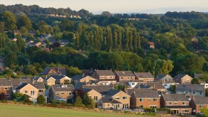 Housing and countryside close to Sandal Castle Wakefield UK