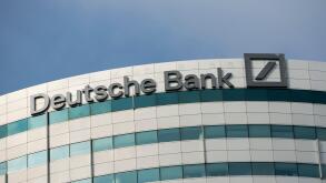 A logo sign outside of an office building occupied by Deutsche Bank in Amsterdam, Netherlands on October 4, 2015.