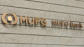 A new signboard of MUFG Bank on display outside its branch on April 2, 2018, Tokyo, Japan. Mitsubishi UFJ Financial Group Inc. changed the name of Bank of Tokyo-Mitsubishi UFJ to MUFG Bank after 11 years of merger and complaints from customers saying that