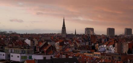 View of sunset in Anderlecht, Belgium