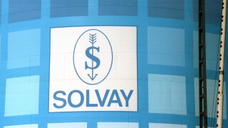 Logo of the international chemical and pharmaceutical company Solvay SA