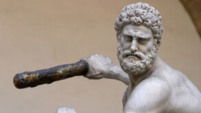 Hercules from the statue of Hercules fighting the centaur Nessus Loggia dei Lanzi Florence Italy