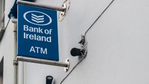 Bank of Ireland ATM sign with copy space.