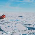 Ice breaker in North Pole, Arctic