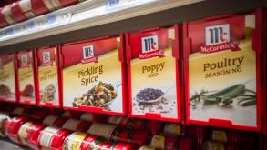 A selection of McCormick brand spices in a supermarket in New York on Monday, September 28, 2015. McCormick is expected to report solid earnings on Thursday after having an earnings streak of the last seven quarters. (© Richard B. Levine)