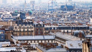 panorama of Paris city with Pantheon, France