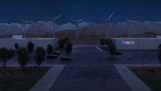 A digital tender of a Goole data centre of the future, powered by carbon-free energy from wind and modular nuclear power plants