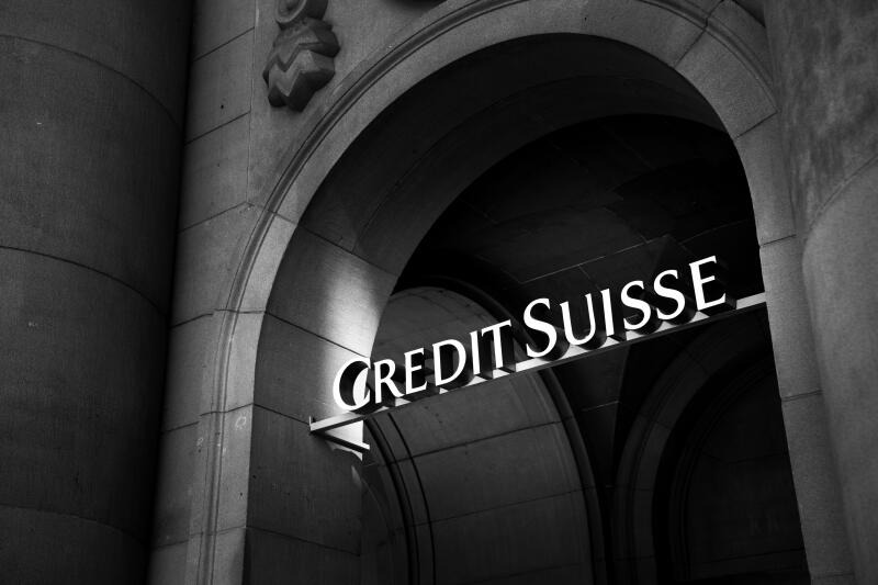 The private banking Credit Suisse in Switzerland, dramatic black and white shot