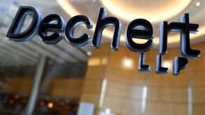 Signage is seen outside of the law firm Dechert LLP in Washington, D.C., U.S., August 30, 2020. REUTERS/Andrew Kelly