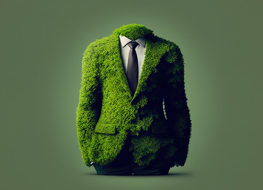 Environmental friendly business, with business suit made from gr