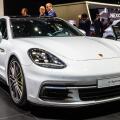 GENEVA, SWITZERLAND - MARCH 6, 2018: Porsche Panamera Turbo S E-Hybrid sports car showcased at the 88th Geneva International Motor Show.