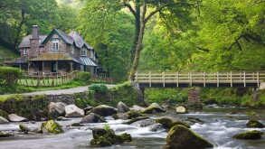 The old lodge at Watersmeet in Exmoor National Park Devon England. Image shot 2008. Exact date unknown.