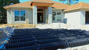 A home under construction in Florida showing the septic system disposal field