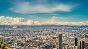 Bird's eye view of the city of Bogota, Colombia.