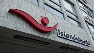 Islandsbanki sign and building, Akureyri, Iceland
