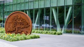 Stockholm, Sweden - 18 May 2019. A view from the outside of the swedish bank Swedbanks headquarter in Sundbyberg outside of Stockholm.