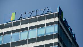 A logo sign outside of a facility occupied by Aviva in Milan, Italy on September 3, 2016.