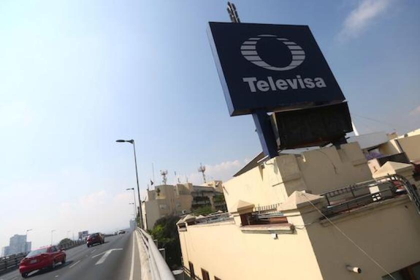 The logo of broadcaster Televisa is seen outside its headquarters in Mexico City, Mexico, March 9, 2017. REUTERS/Edgard Garrido