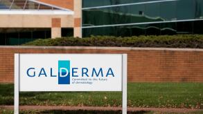 A logo sign outside of a facility occupied by Galderma in Cranbury, New Jersey on November 6, 2016.
