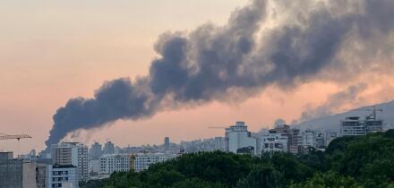 Smoke rises from the building of Iran's state-run television after an Israeli strike in Tehran, Iran, Monday, June 16, 2025. (AP Photo)