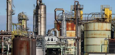 Oberhausen, North Rhine-Westphalia, Germany - Industrial plant in the chemical park, OQ Chemicals plant Ruhrchemie. OQ Chemicals (formerly OXEA) is a