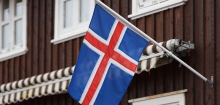 Icelandic Flag On A House; Stykisholmur, Snaefellsnes, Iceland