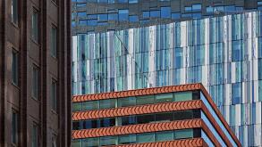 Modern architecture in the Zuidas business and financial district, Amsterdam.