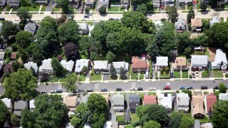 Aerial photo of residential street in Hillside, New Jersey Union County USA america