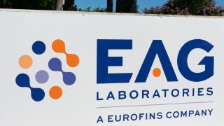 EAG Laboratories sign at the company office in Silicon Valley, high-tech hub of San Francisco Bay Area