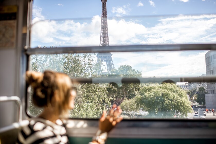 Woman in Paris subway train