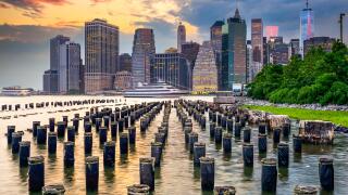 New York City, USA city skyline on the East River.