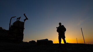 Silhouette of a rebel soldier in Ukraine
