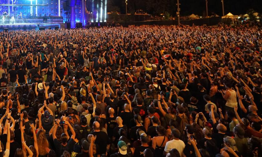 Crowd of people at a rock concert in Montreal.