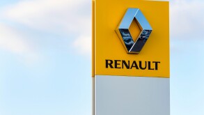 Renault car dealership sign, UK.