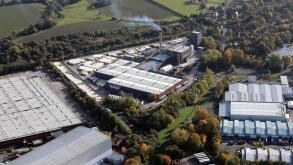 aerial view of the Saint Gobain Isover factory at Runcorn, Cheshire, UK