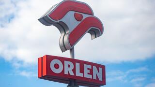 Poznan, Poland - June 11, 2022: Logotype at the Orlen gas station in Poznan, Poland.