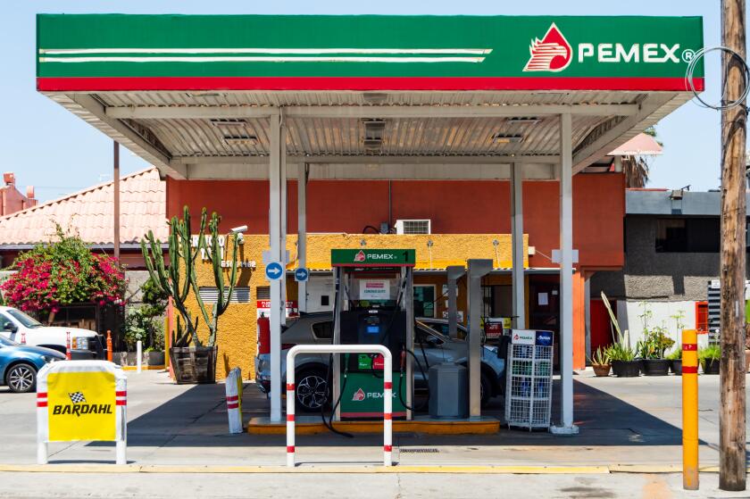 TIJUANA, MEXICO - 07/22: Tijuana Pemex gas station