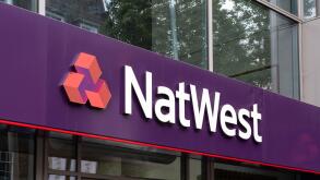 Natwest bank logo and title on the exterior of a high street branch in London, UK. Concept: UK banking industry, mortgage deals, interest rates