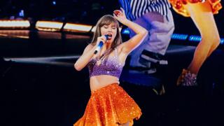 14th June 2024 - Liverpool, UK: Taylor Swift performs at Anfield football stadium during the Eras Tour. Photo credit: Thomas Jackson / Alamy Live News