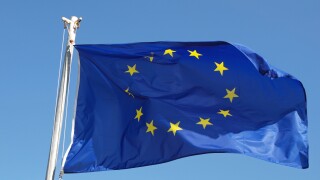 European flag on blue sky