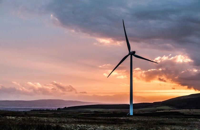 Images from the Dunbeg Wind Farm at sunset.