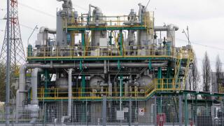 A view of the Snam factory gas storage plant, in Brugherio in Brugherio, Italy, Friday, April 1, 2022. (AP Photo/Luca Bruno)